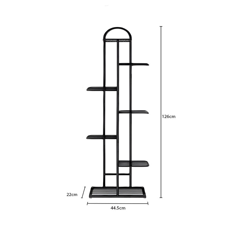 2X 7 Tier 8 Pots Metal Plant Stand Black Space Saving Indoor Rack