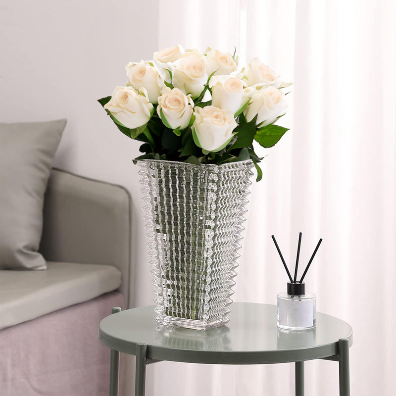 Handcrafted Clear Glass Vase 22.5cm Tall Slim Classic