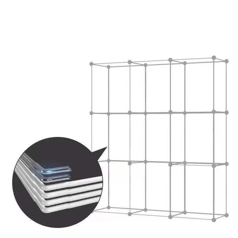 10 Cubes Portable Wardrobe Polypropylene Plastic Iron Wire 110x37x146cm Blue