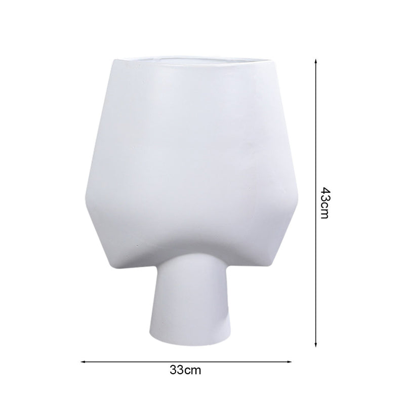 White 33x43cm Handcrafted Ceramic Square Vase Modern Abstract Home Decor