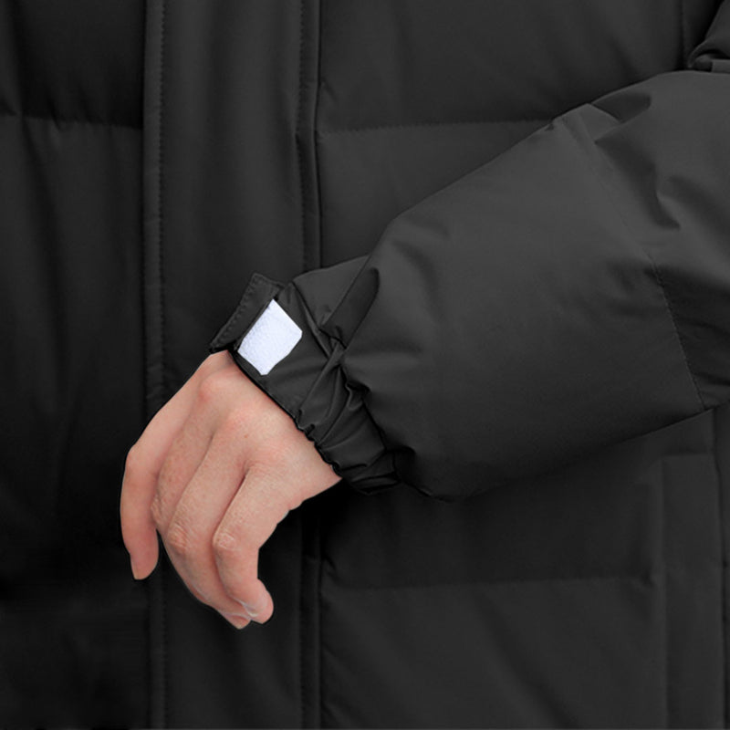 XL Black Hooded Duck Down Puffer Quilted Long Warm Winter Jacket