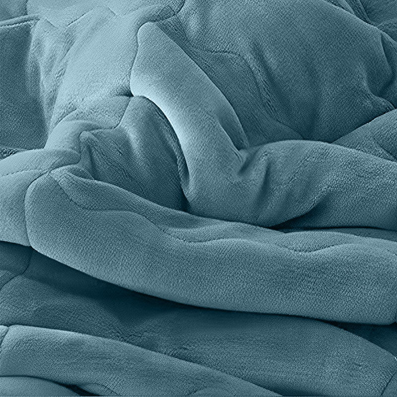 2X Thick Flannel Polyester Throw Blanket 200x220cm Lake Blue Double Sided