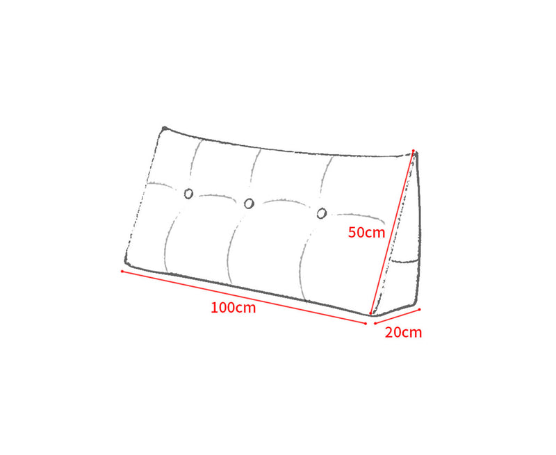 100cm Silver Triangular Wedge Bed Pillow Polyester Backrest Cushion Decor