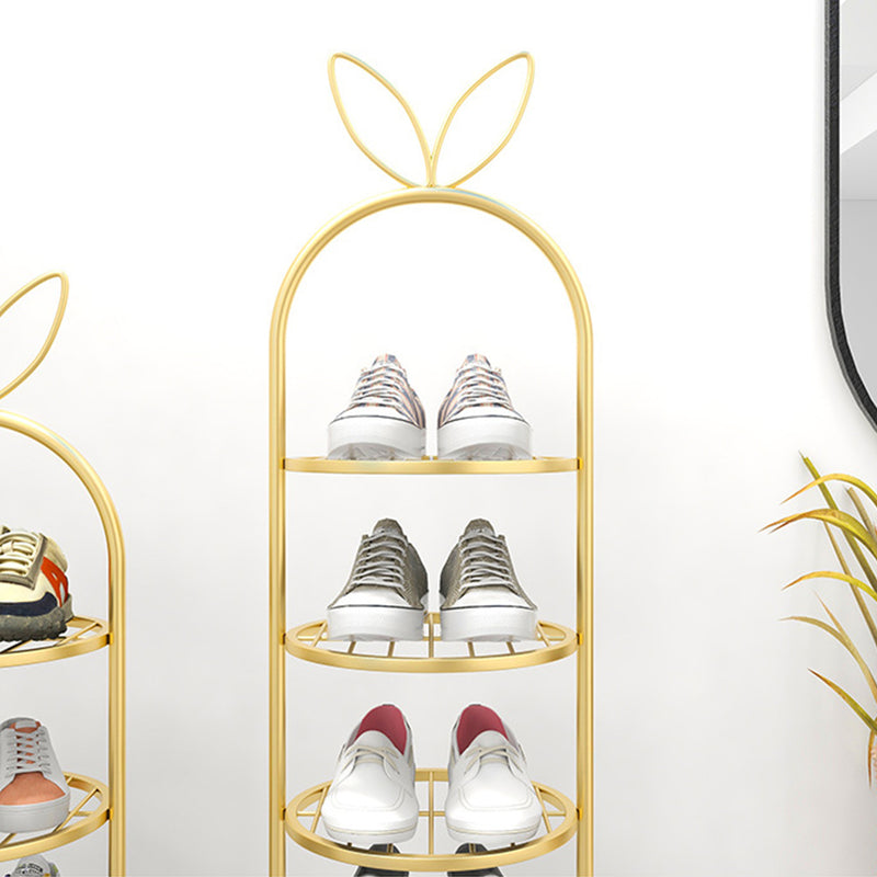 2X 6 Tier Gold Plated Metal Bunny Ears Shoe Organizer Rack 27x28x48cm