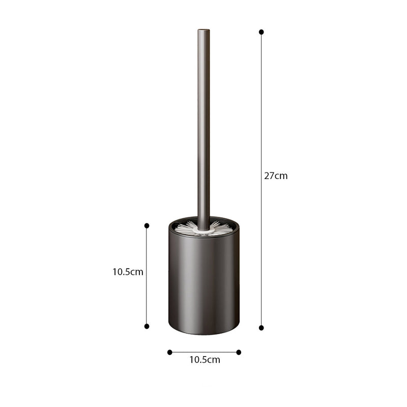 Wall Mounted Toilet Brush with Holder Aluminum Hygienic Scrub Dark Grey 27cm