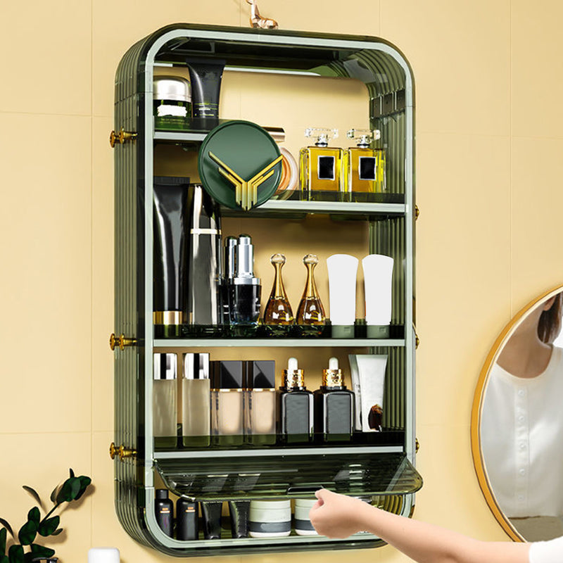 Green Multi Tier Cosmetic Storage Rack ABS Vanity Tray Bathroom Organizer
