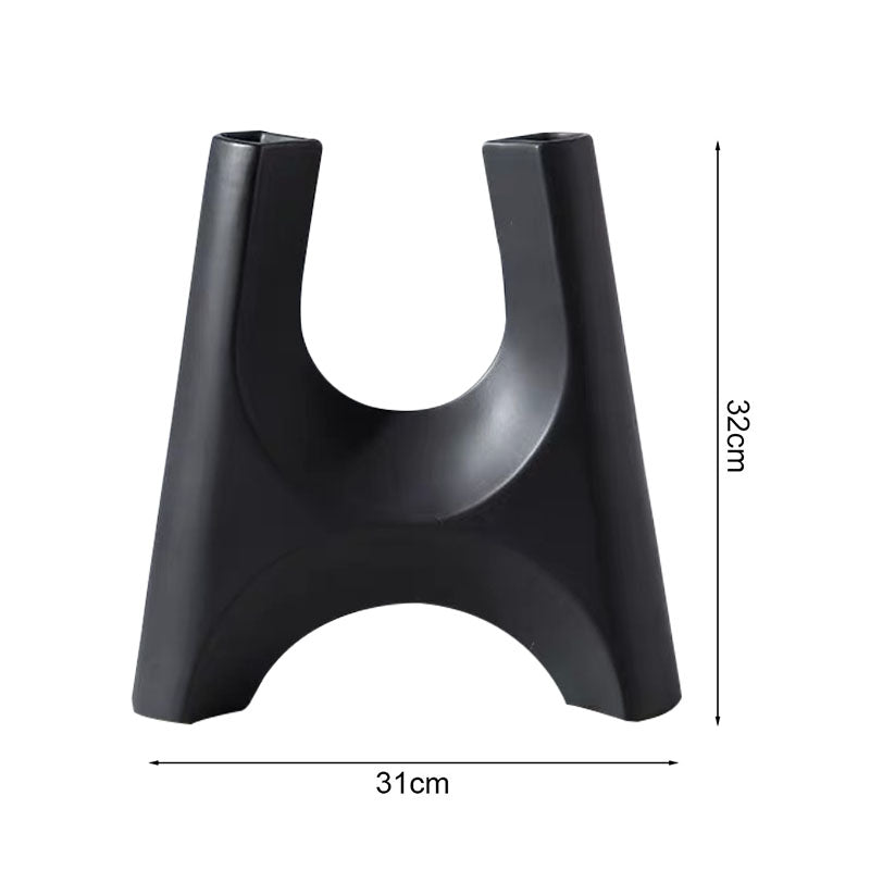 42x39cm Ceramic Bottle Holder Plant Pot Stand Black Modern Minimalist Ornament