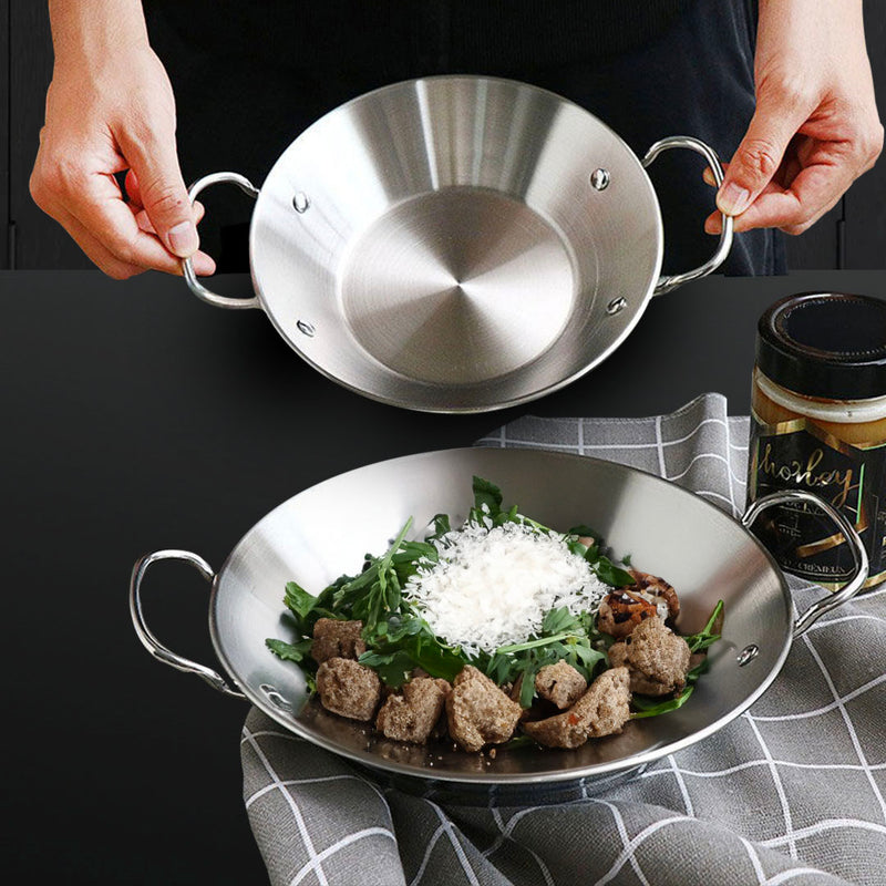 29cm Dry Pot 201 Stainless Steel Silver Nonstick Lid Induction Safe