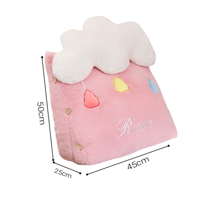 Pink Rain Cloud Cushion Soft Lumbar Wedge Pillow Plush Home Decor 45x25x50cm