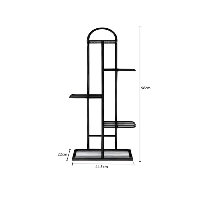 2X 5 Tier 6 Pots Metal Plant Stand Indoor Tall Narrow Black 44.5x22x96cm