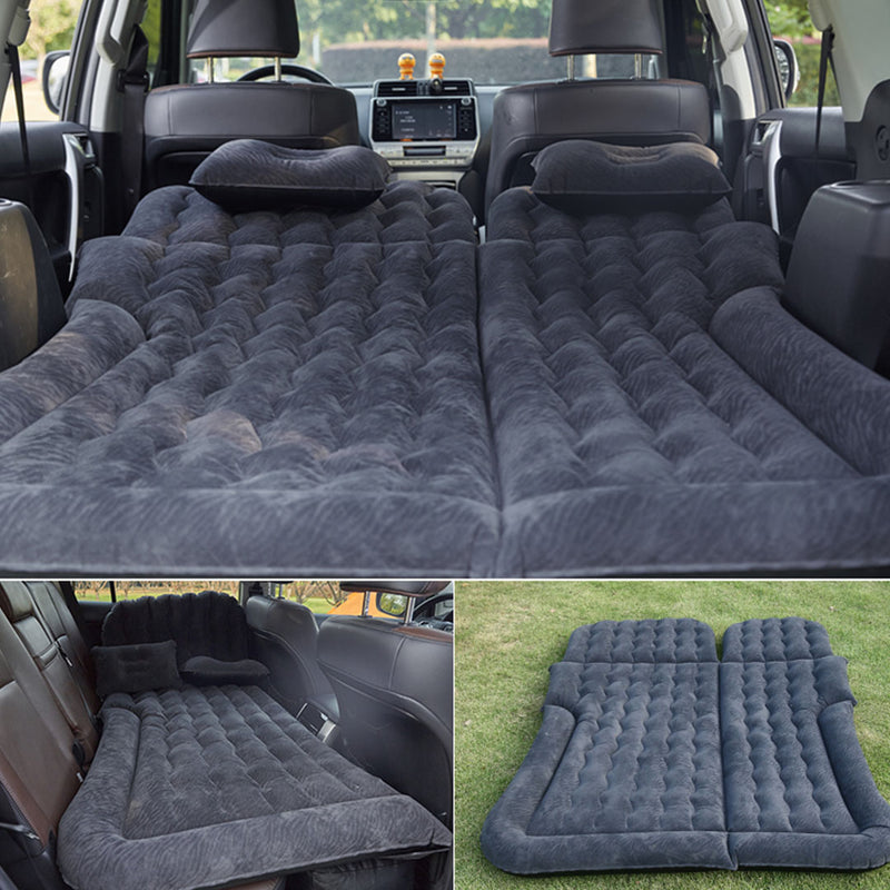 Black Inflatable Car Mattress Comfortable Travel Camping Air Bed With Pillows