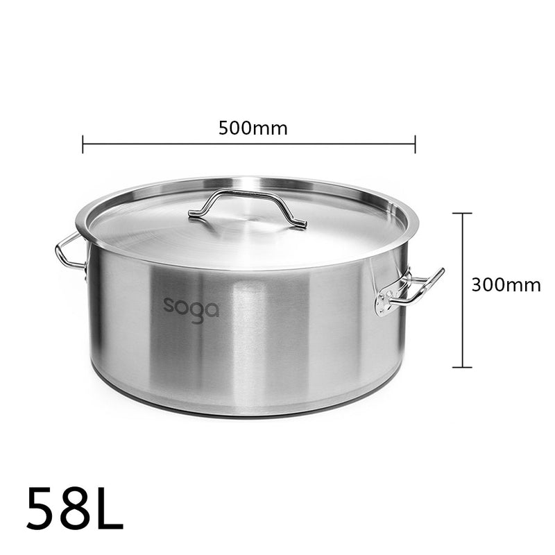 58L Stainless Steel 18/10 Stock Pot Commercial Grade Induction Ready