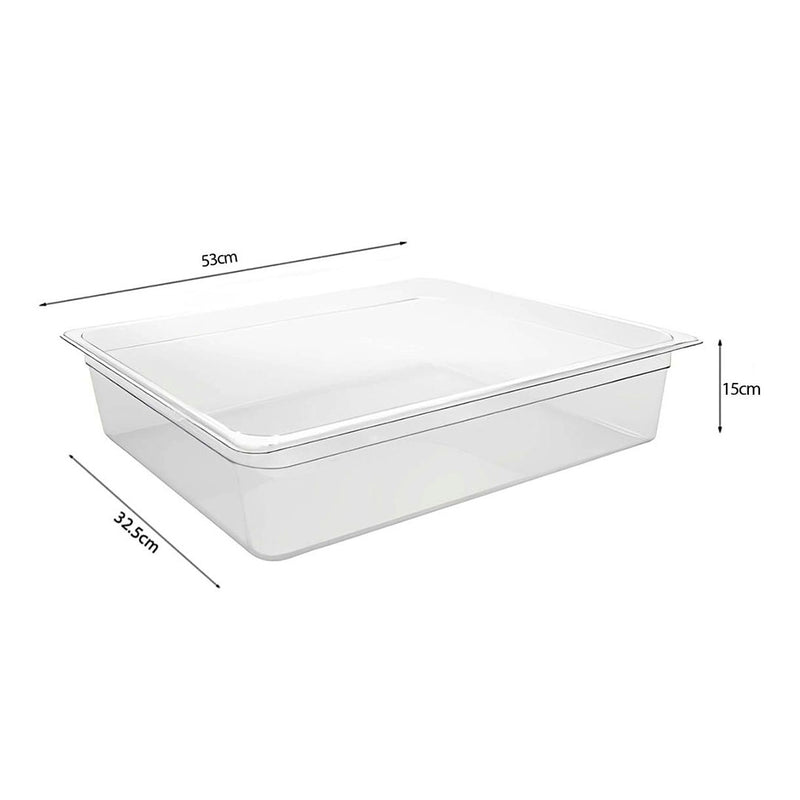 Gastronorm GN Pan 1/1 Polycarbonate 150mm 53x32.5 Transparent Dishwasher Safe