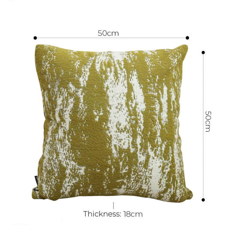 Throw Pillow 50x50x18cm Plush Polyester Cotton White Olive Green