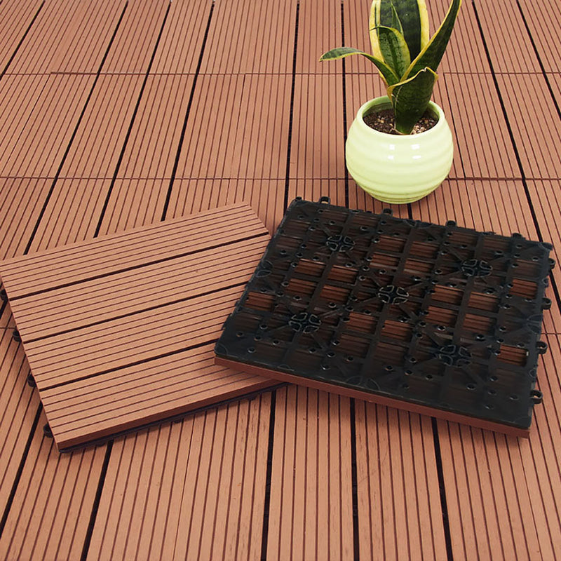 2X 11 Pcs Wooden Composite Interlocking Decking Tiles 30x30x2.2cm Red Brown