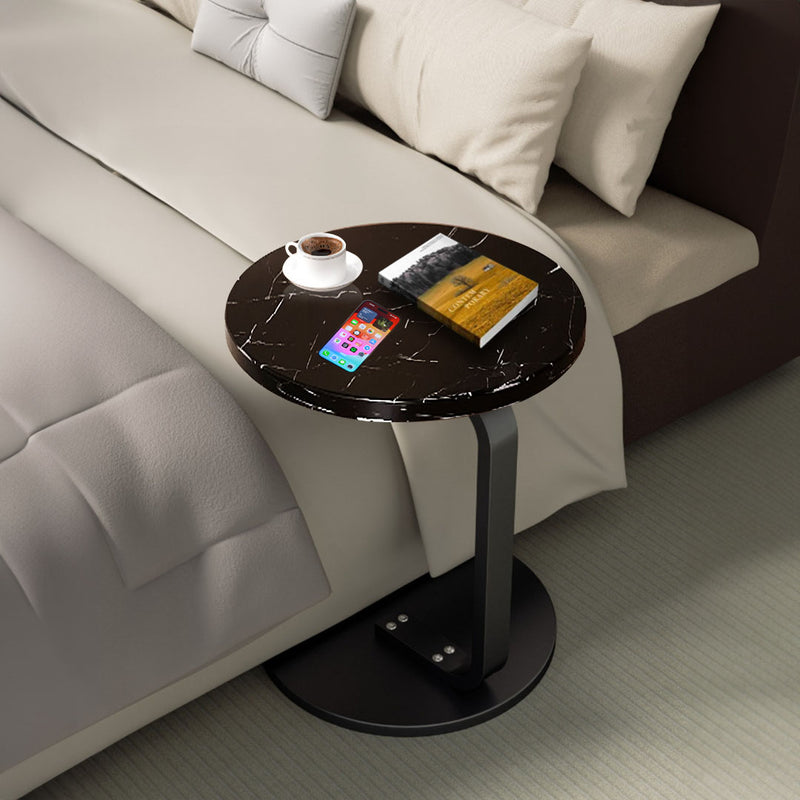 Black Marble Mini Side Table 50cm Movable Lightweight Modern Design Metal Frame