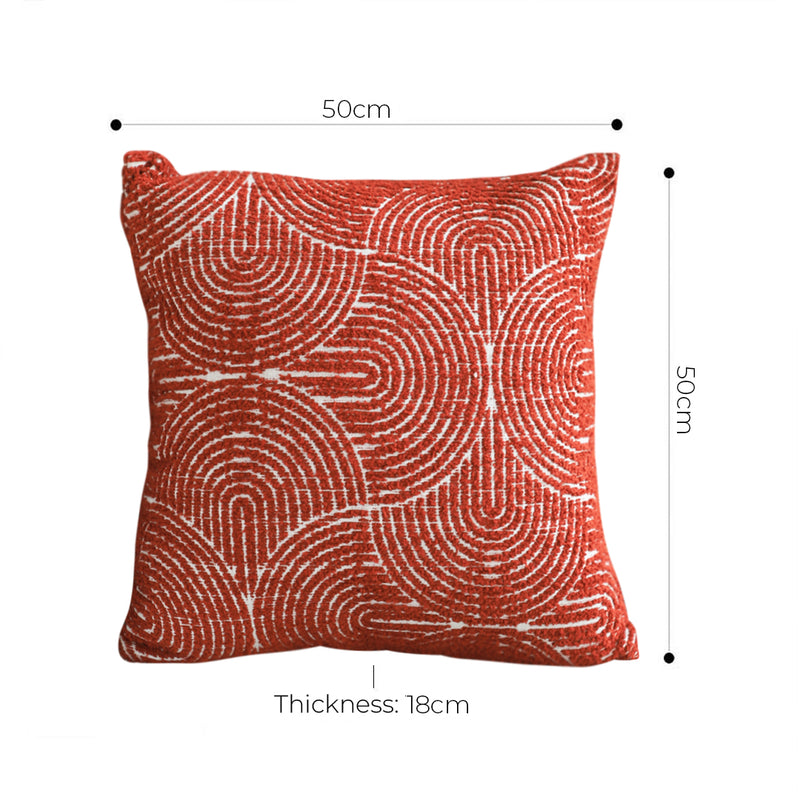 50x50x18cm Burgundy Throw Pillow Polyester Cotton Plush Corded Indoor Outdoor