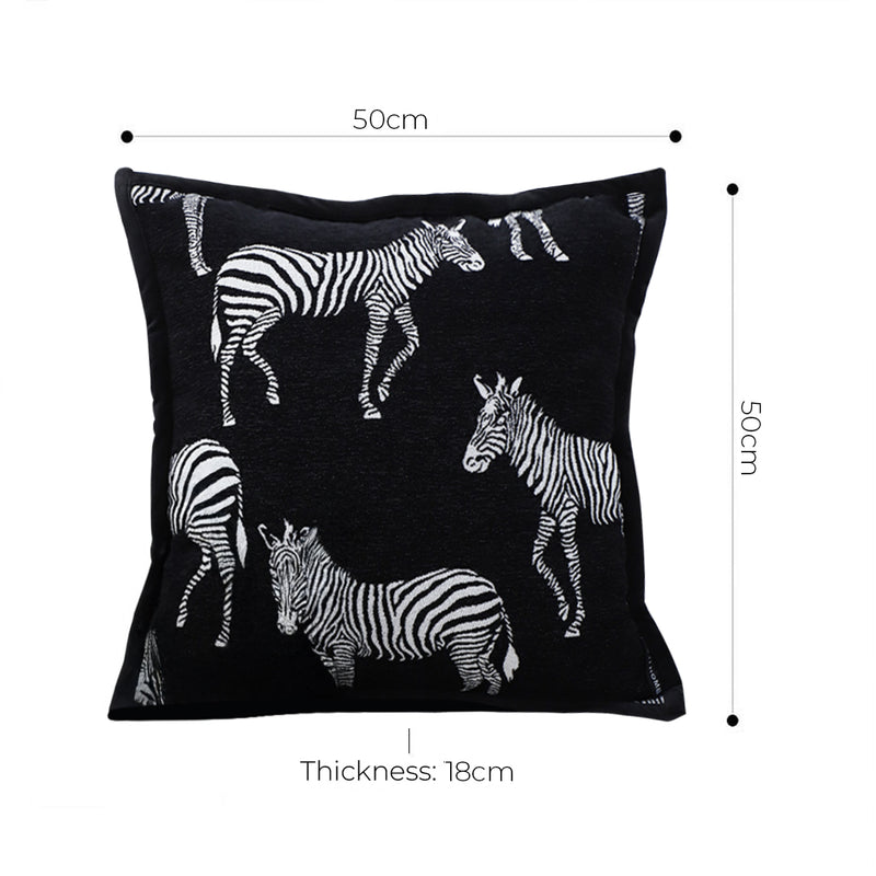 Black Zebra Throw Pillow Polyester Cotton 50x50x18cm Thick Square Light Luxury