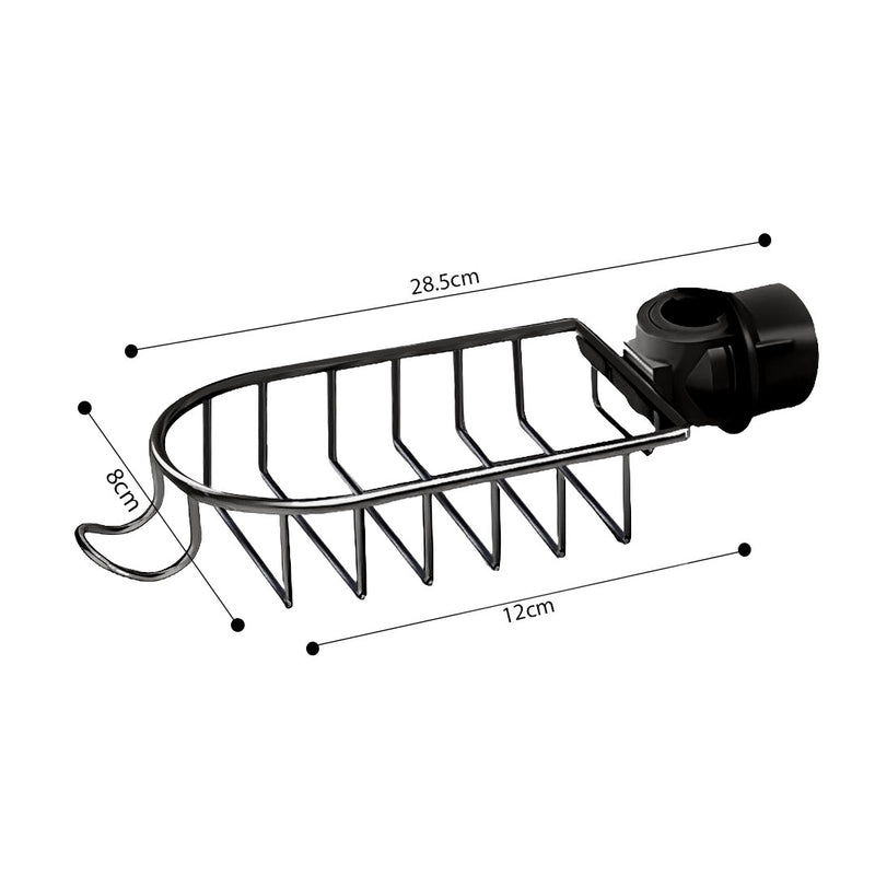 2X Kitchen Sink Storage Rack Aluminum Faucet Caddy 28.5x12x8cm Black
