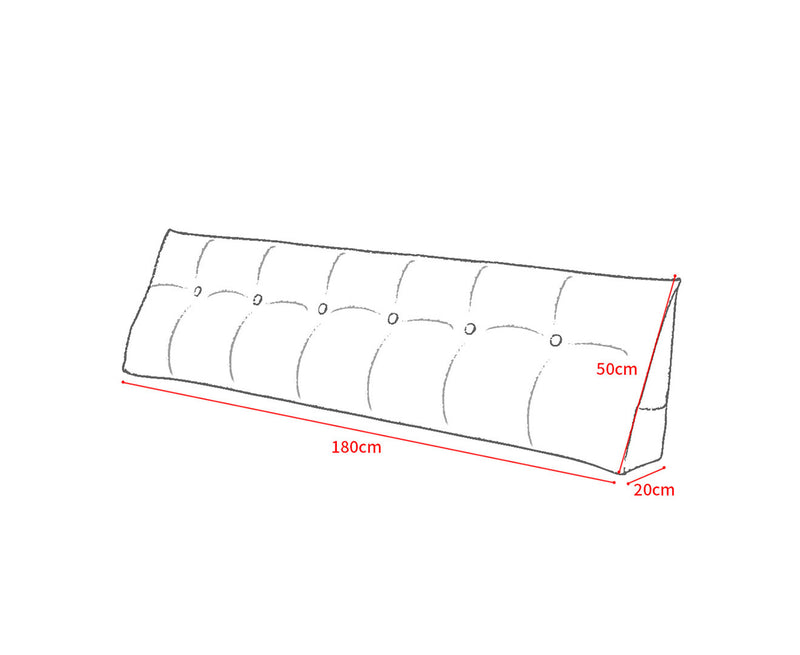 2X 180cm Triangular Wedge Headboard Pillow Silver Tufted Side Pocket PP Filled