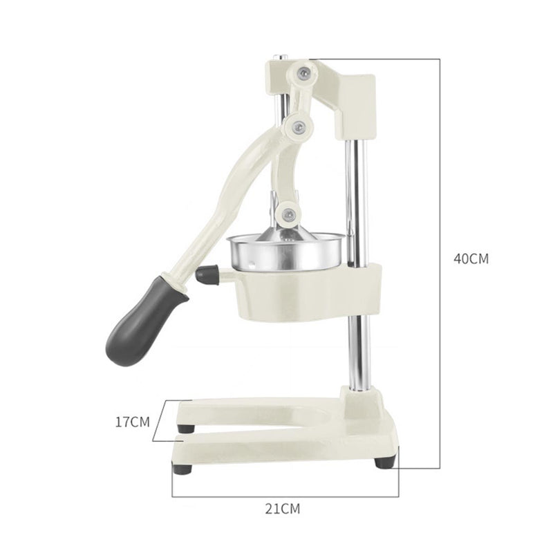 Commercial Manual Citrus Juicer Cast Iron Base 304 Stainless Steel Cone White