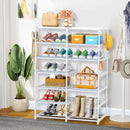 2X 12-Shelf Shoe Storage Rack Organizer White Iron Pipe Space-Saving Design