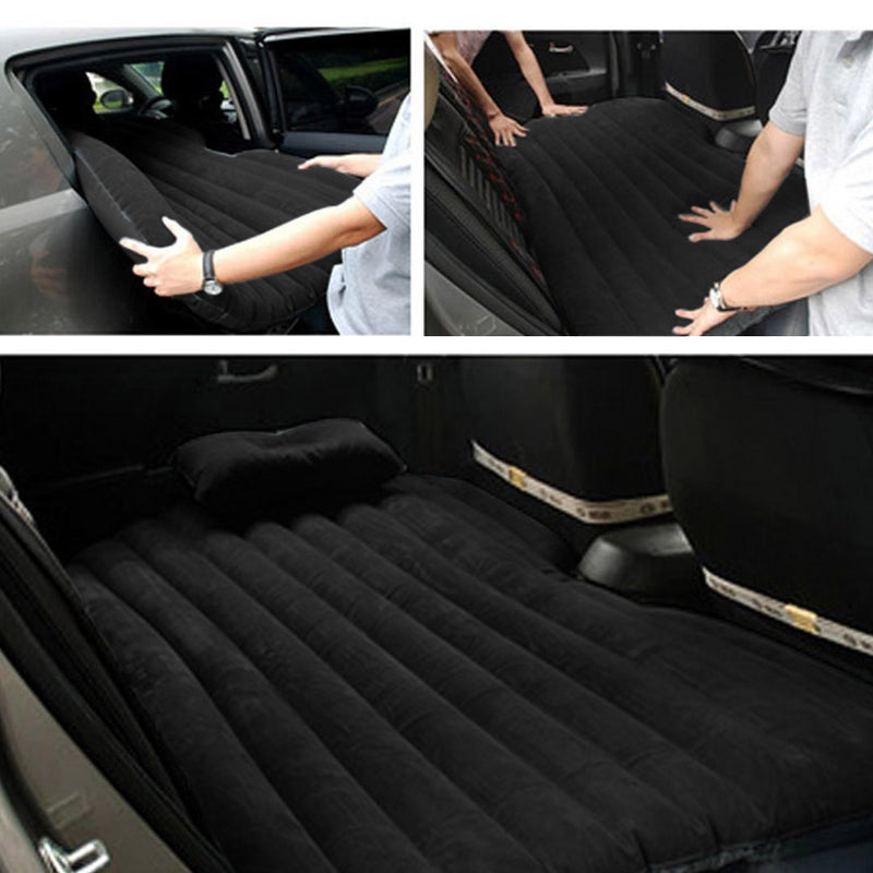Inflatable Car Mattress Portable Travel Camping Air Bed with Pump Black 138x84cm
