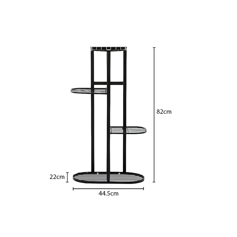 2X 4 Tier 5 Pots Metal Plant Rack Black 82cm Tall Space Saving