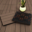 11 pcs Dark Chocolate Wooden Composite Decking Tiles Outdoor Slip Resistant