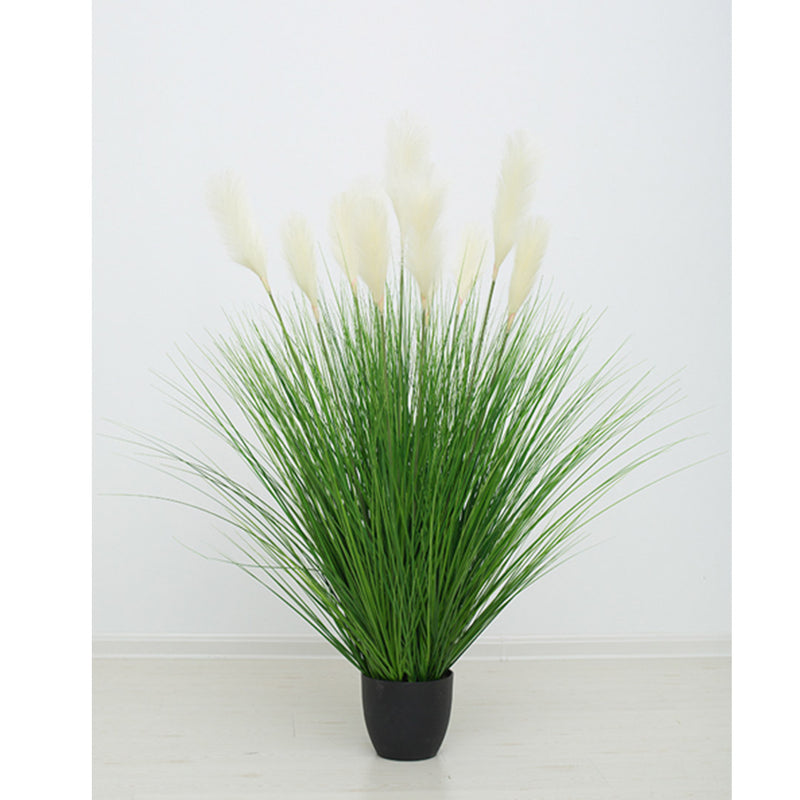 Artificial Potted Bulrush Grass Plant 110cm Realistic Indoor Outdoor Green White