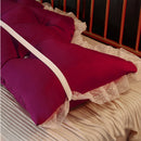 120cm Burgundy Princess Headboard Pillow Backrest with Ruffle Lace Decor