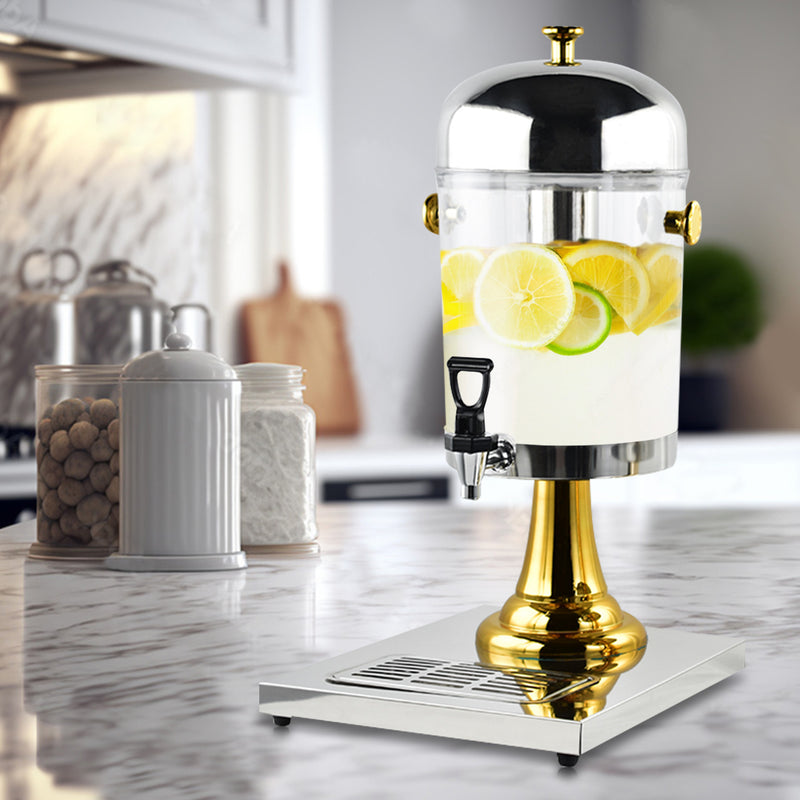 Single 8L Stainless Steel Beverage Dispenser Transparent Commercial Gold Silver