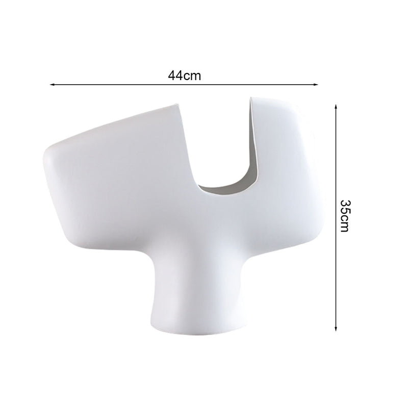 2X Ceramic Sculptural Curved Vases 44x35cm White Modern Decorative Accent