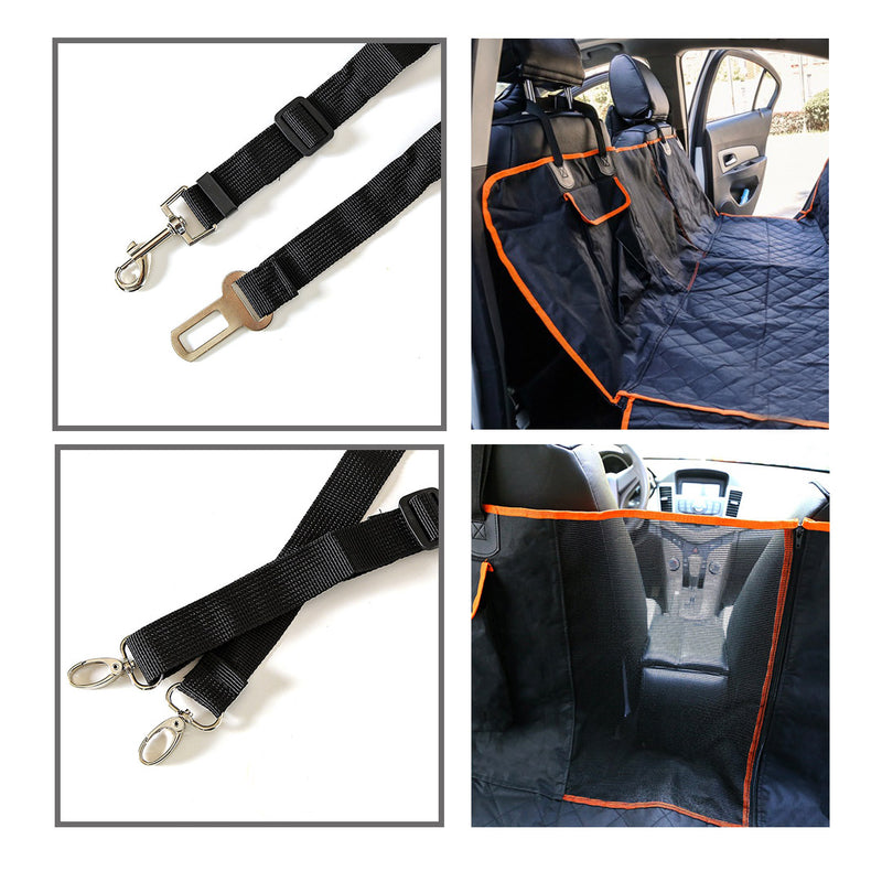 Oxford Cloth Waterproof Dog Car Seat Cover Protector Black Nonslip 135x145cm