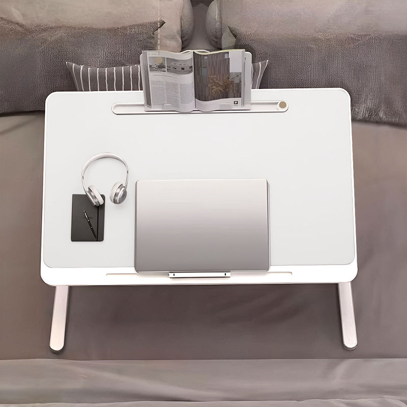 2X 60X40cm White Portable Foldable Adjustable Bed Table Tablet Slot Anti Slip