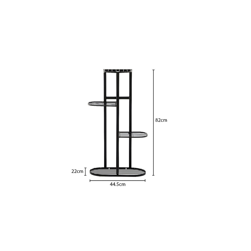 4 Tier 5 Pots Metal Plant Rack Stand Black 44.5x22x82Cm Space Saving