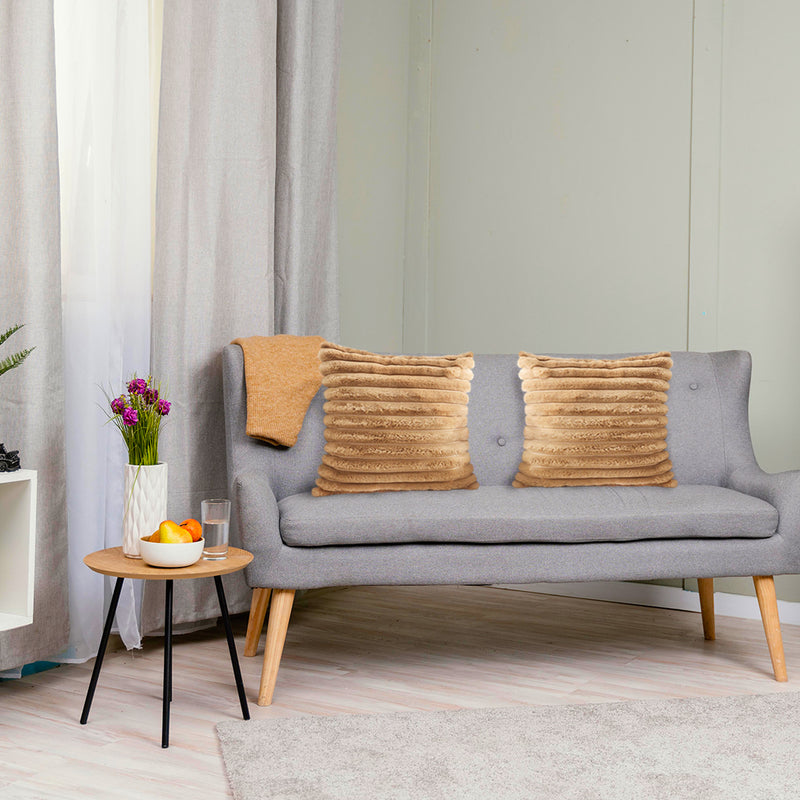 Velvet Pillow Cover 45x45cm Textured Brown Throw Cushion Soft Modern Decor