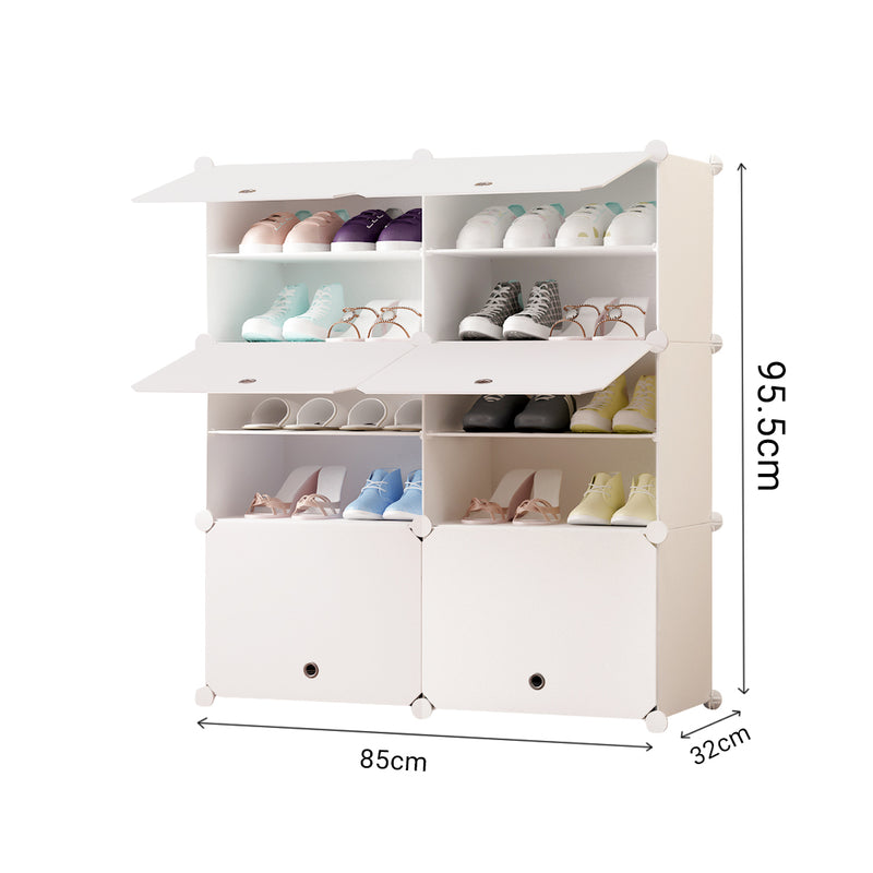 5 Tier 2 Column Stackable Shoe Rack Organizer Polypropylene White 85x32x95.5cm