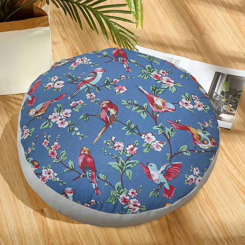 Pouf Floor Cushion Plush Polyester Cotton 45x45x18cm EPP Insert Blue