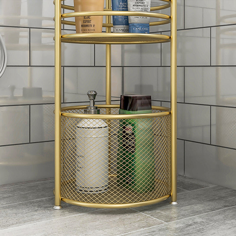 2X 3 Tier Metal Bathroom Storage Shelf With Basket Freestanding Gold 27x80cm