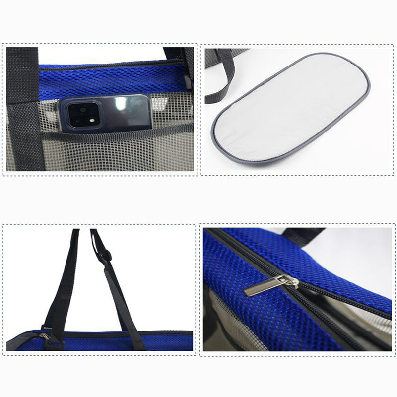Grey Pet Carrier Bag PVC Mesh Breathable Travel Tote for Dogs Cats 40x20x20cm