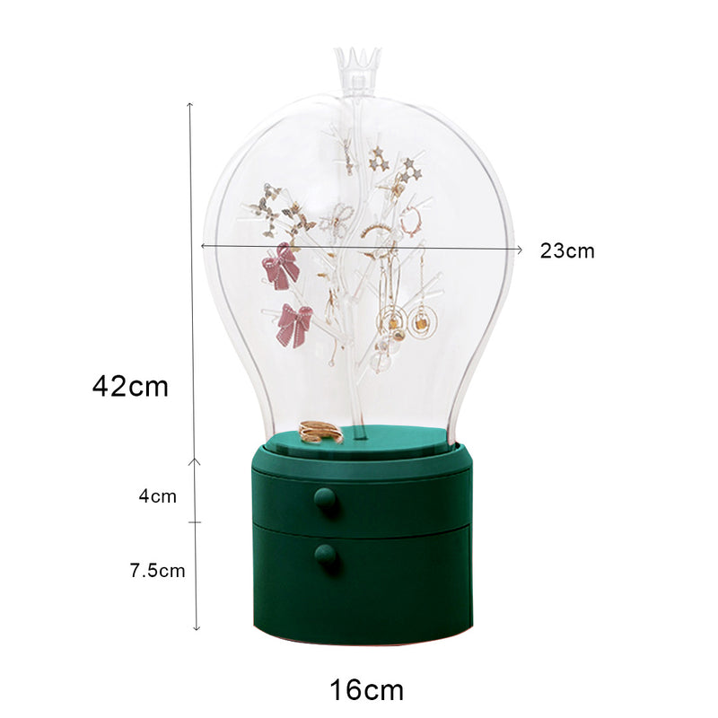 Green Jewelry Storage Box 360 Rotation 2 Layer Waterproof Dustproof Organizer