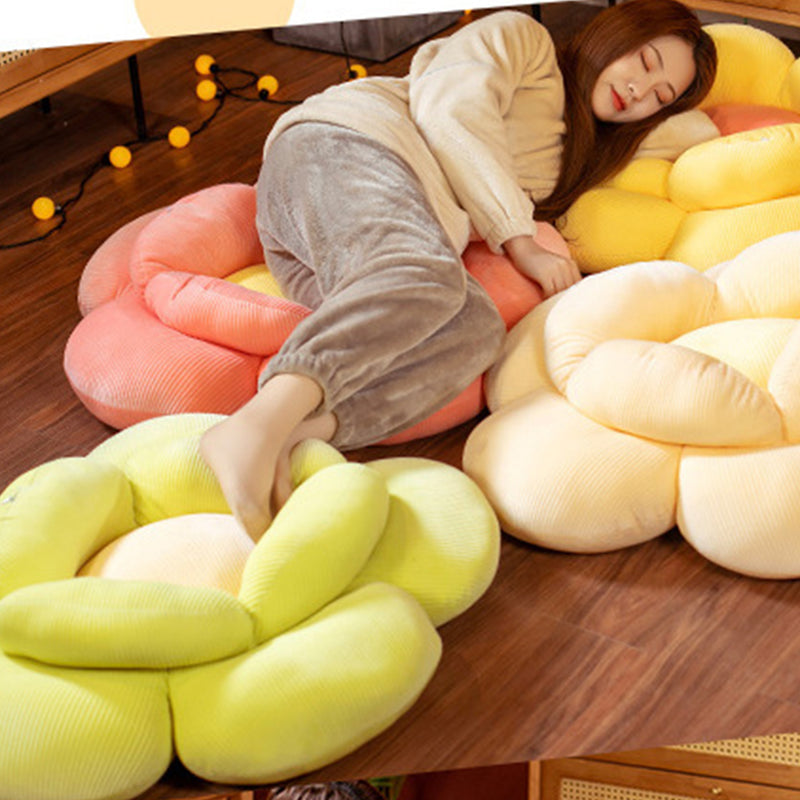 Yellow Double Flower Shape Cushion Soft Plush Pillow Home Decor 70cm