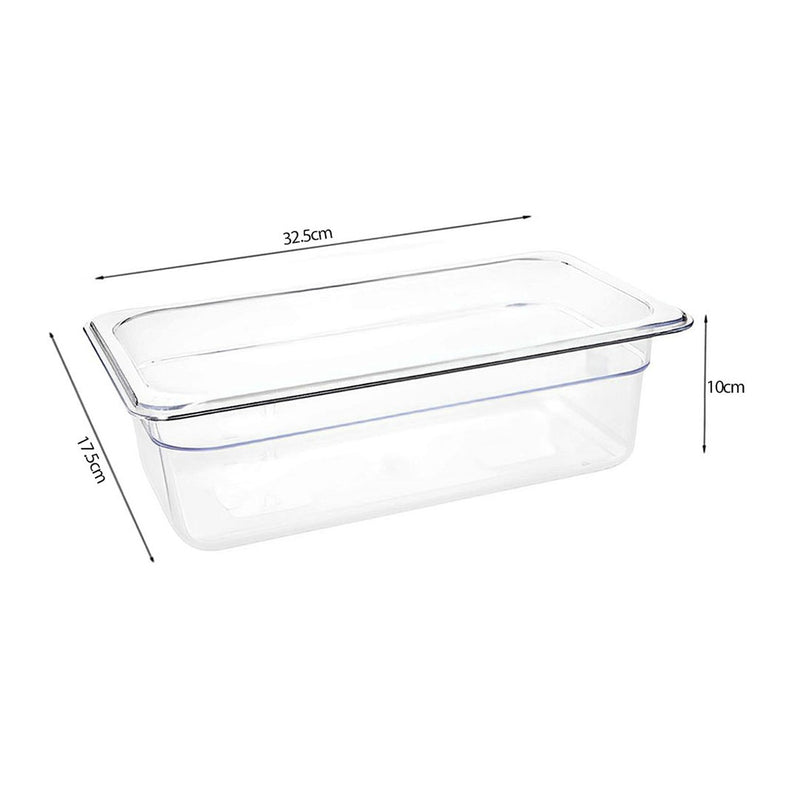 100mm Clear Gastronorm GN Pan 1/3 Food Tray Polycarbonate Dishwasher Safe