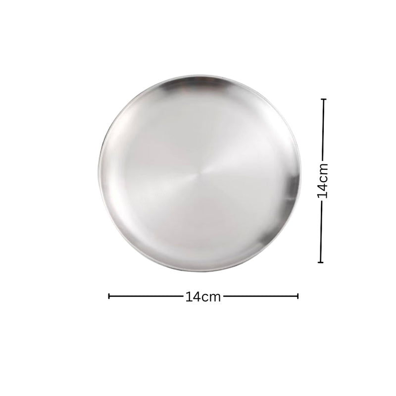 14cm Silver Grilling Plate Heat Resistant Stainless Steel BBQ Outdoor Kitchen Use