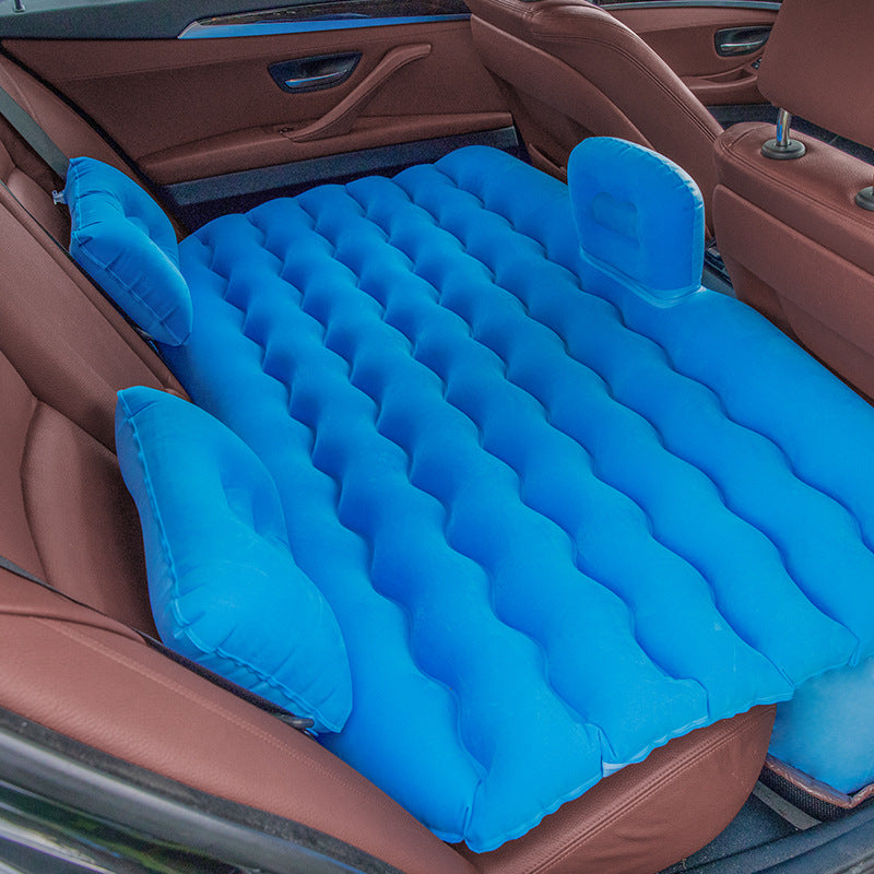 Blue Inflatable Car Mattress Portable Camping Air Bed with 2 Pillows and Pump