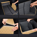 2X Medium Leather Car Trunk Organizer Foldable Portable Beige Gold Stitch