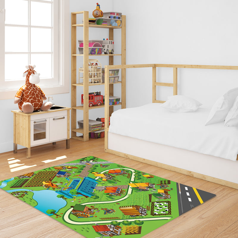 2X 120cm Kids Play Mat Street Map Rug Educational Polyester Area Carpet Multicolor