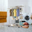 120cm Stainless Steel Clothes Rack Floor-Standing Durable Portable with Wheels