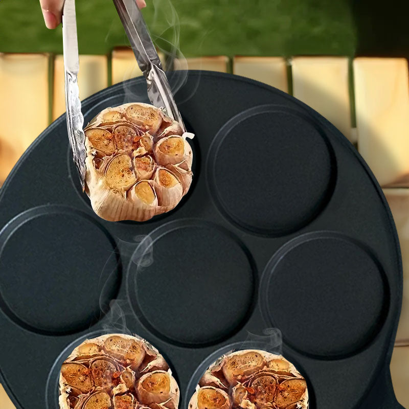 Cast Iron Takoyaki Fry Pan 7 Hole Mold 23cm Nonstick Skillet for Octopus Balls
